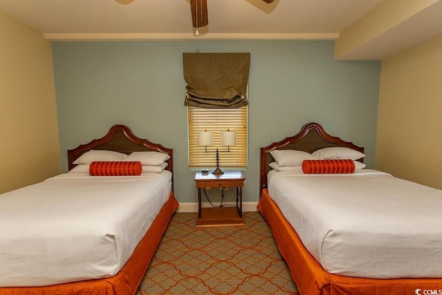 bedroom featuring ceiling fan