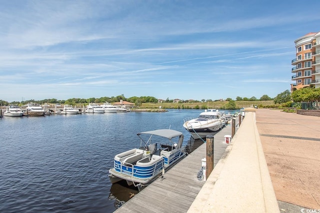 dock area featuring a water view