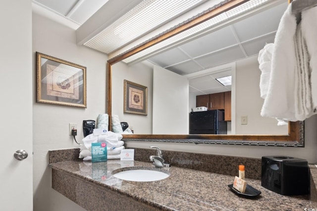 1105 S Ocean Blvd Unit 1134, Myrtle Beach, SC 29577 - bathroom featuring vanity and a paneled ceiling