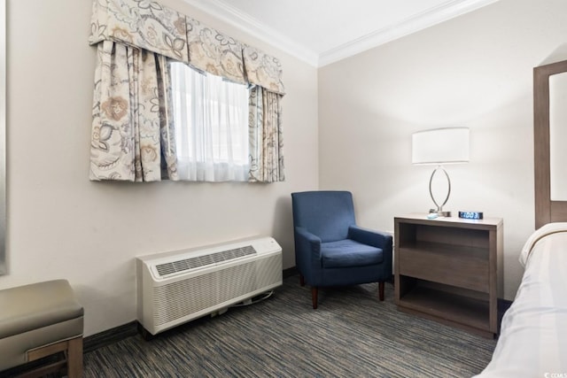 1105 S Ocean Blvd Unit 1134, Myrtle Beach, SC 29577 - carpeted bedroom with crown molding and a wall unit AC