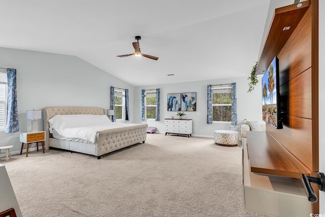 145 Bendick Ct, Little River, SC 29566 - bedroom featuring carpet flooring, ceiling fan, multiple windows, and lofted ceiling