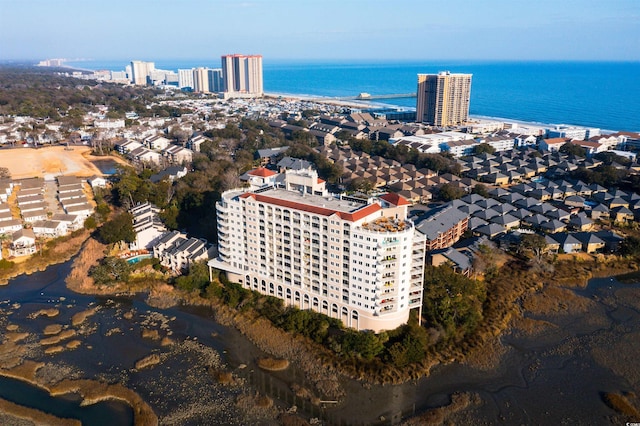 drone / aerial view with a water view and a city view