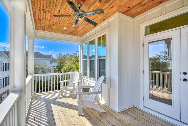 deck featuring ceiling fan