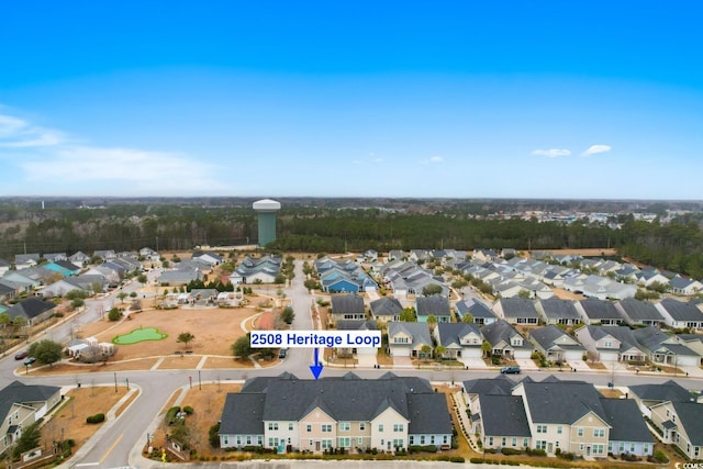 aerial view with a residential view