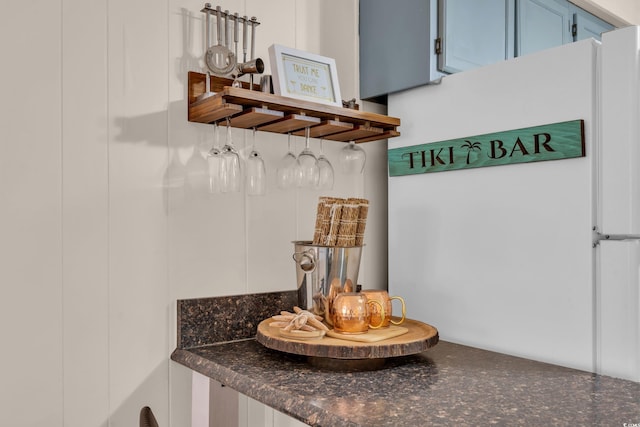 room details with freestanding refrigerator