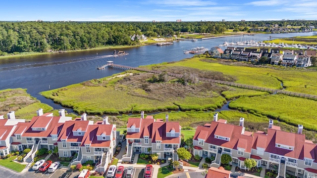 bird's eye view featuring a water view