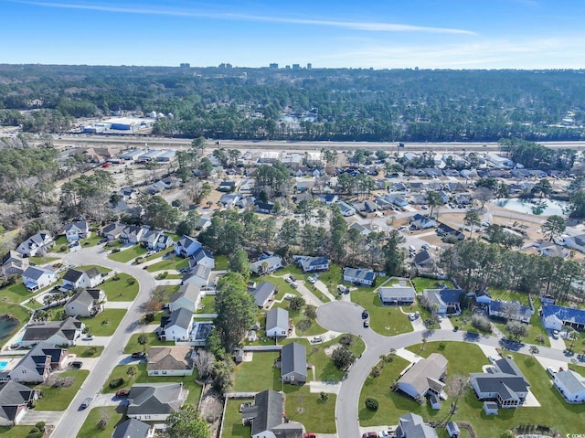 drone / aerial view with a residential view