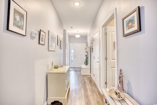 hall featuring light wood-type flooring