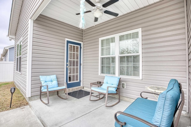 view of patio / terrace with ceiling fan