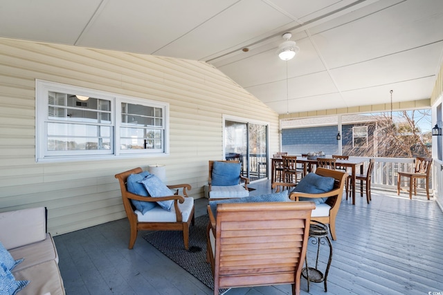 wooden deck with an outdoor hangout area