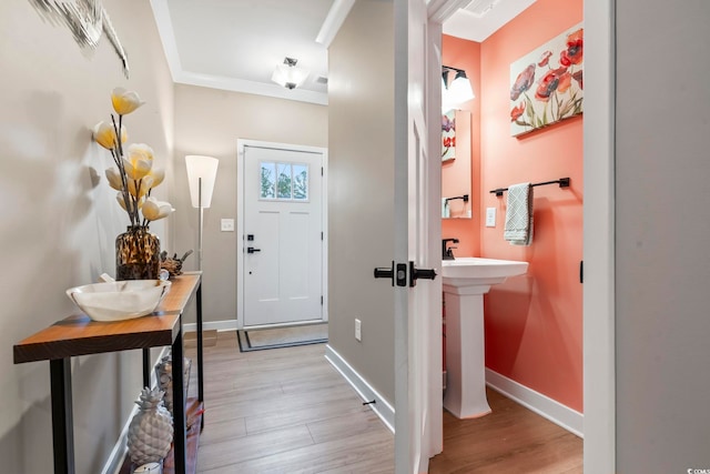 entrance foyer with light hardwood / wood-style flooring