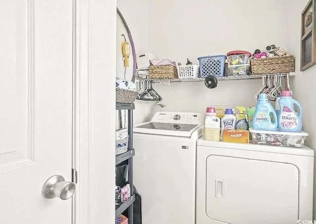 laundry room featuring washer and dryer