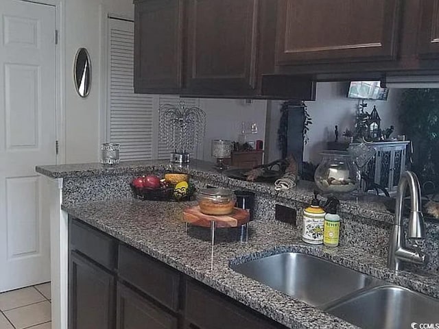 kitchen featuring stone counters, sink, and backsplash