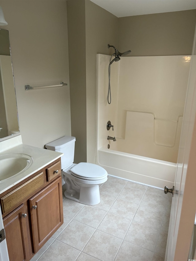 full bathroom with tile patterned flooring, vanity, shower / bathing tub combination, and toilet