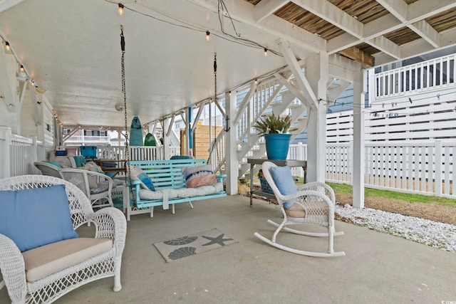 view of patio with stairway