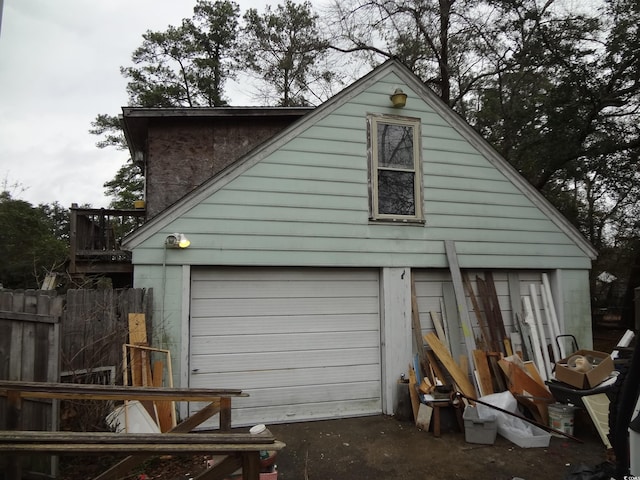 view of garage