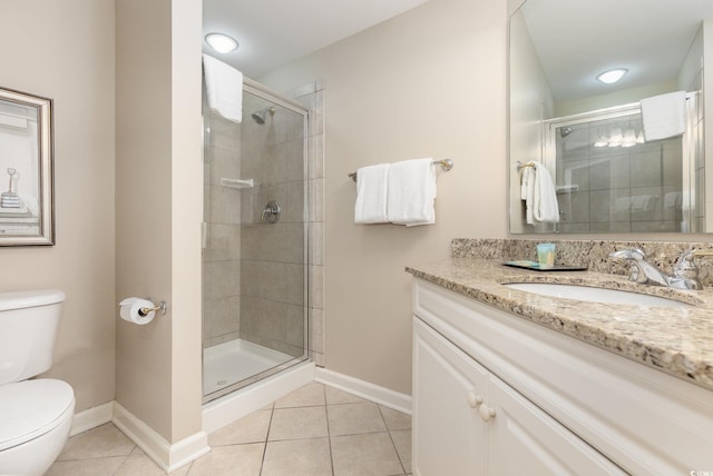 9994 Beach Club Dr Unit 1601, Myrtle Beach, SC 29572 - bathroom with toilet, tile patterned floors, vanity, and a shower stall