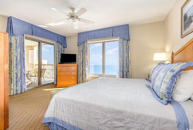9994 Beach Club Dr Unit 1601, Myrtle Beach, SC 29572 - carpeted bedroom with access to outside, multiple windows, and a ceiling fan