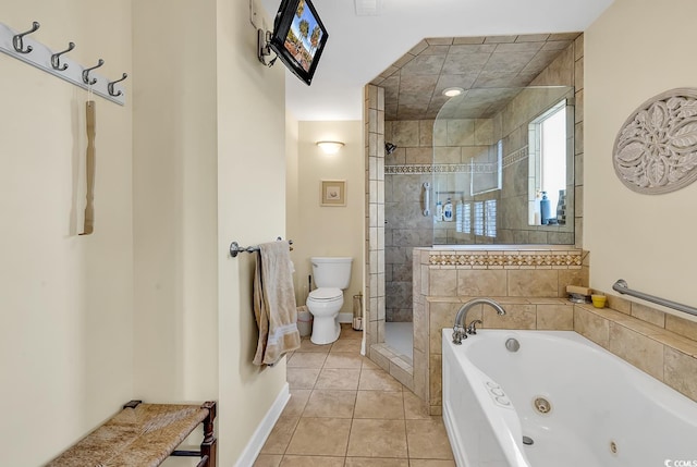 1800 Glenns Bay Rd, Surfside Beach, SC 29575 - bathroom featuring tile patterned floors, shower with separate bathtub, and toilet