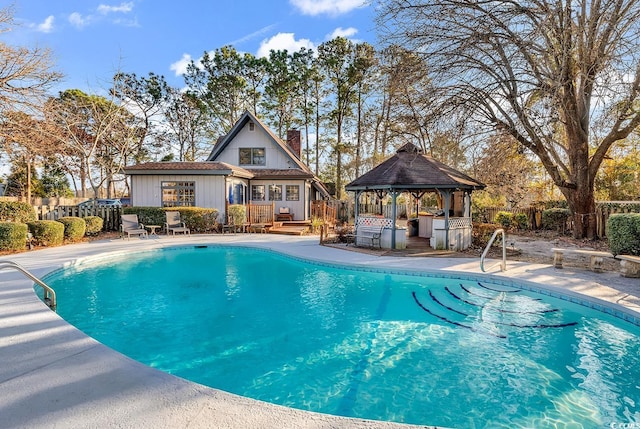 view of pool with a gazebo and a patio