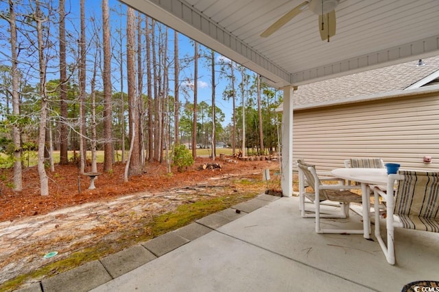 view of patio / terrace featuring ceiling fan