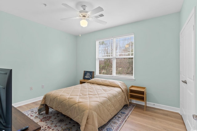 395 S Crow Creek Dr Unit 1418, Calabash, NC 28467 - bedroom with light wood-type flooring, baseboards, a closet, and a ceiling fan