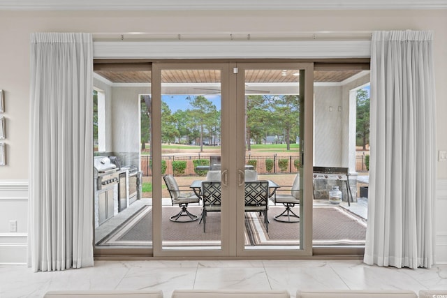 doorway to outside featuring french doors