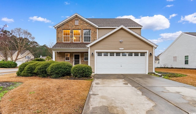 front facade with a garage