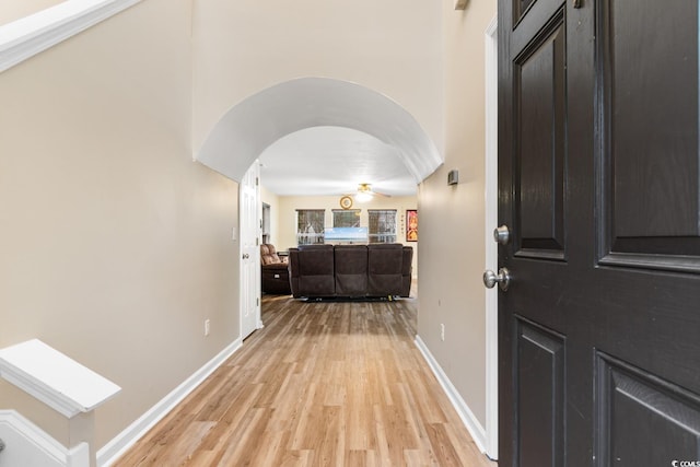 corridor featuring light hardwood / wood-style flooring