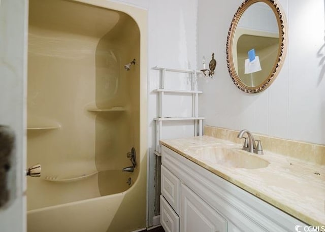 bathroom featuring vanity and bathtub / shower combination