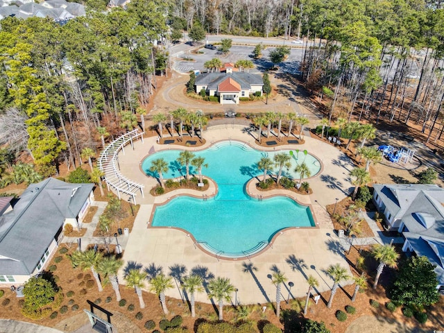 1537 Beaumont Way, Myrtle Beach, SC 29577 - aerial view of a pool and a tree filled landscape
