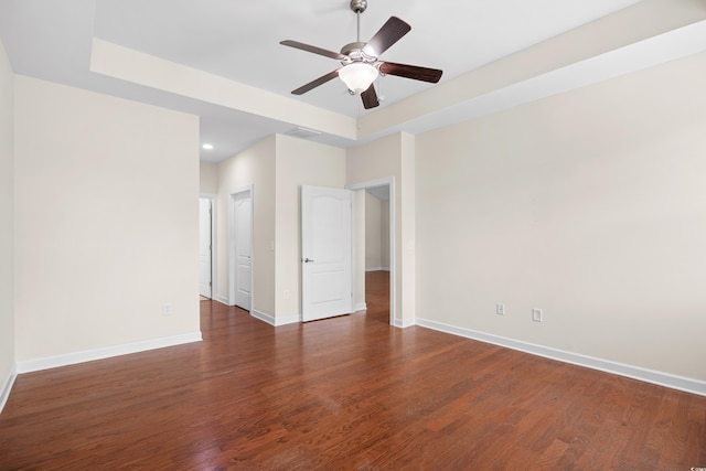 1537 Beaumont Way, Myrtle Beach, SC 29577 - unfurnished room with a raised ceiling, ceiling fan, wood finished floors, baseboards, and recessed lighting