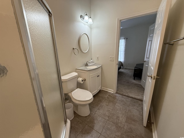 3955 Gladiola Ct Unit 301, Myrtle Beach, SC 29588 - full bath featuring vanity, toilet, a stall shower, baseboards, and tile patterned flooring