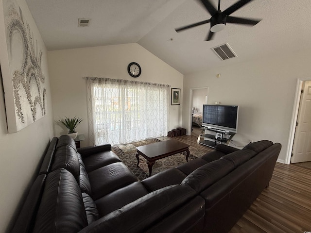 3955 Gladiola Ct Unit 301, Myrtle Beach, SC 29588 - living area featuring ceiling fan, wood finished floors, and lofted ceiling