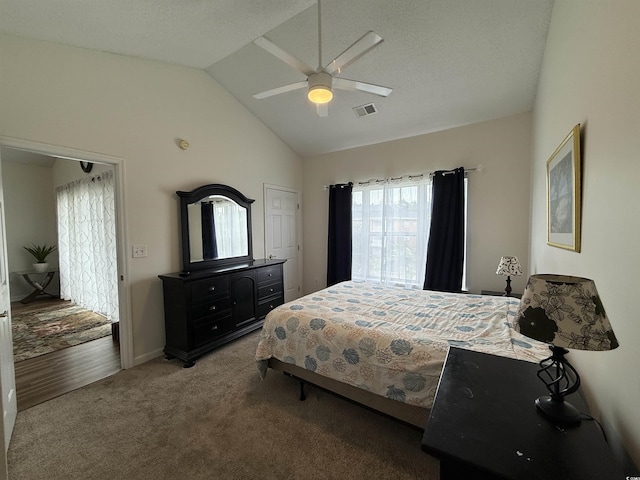 3955 Gladiola Ct Unit 301, Myrtle Beach, SC 29588 - carpeted bedroom featuring vaulted ceiling and ceiling fan