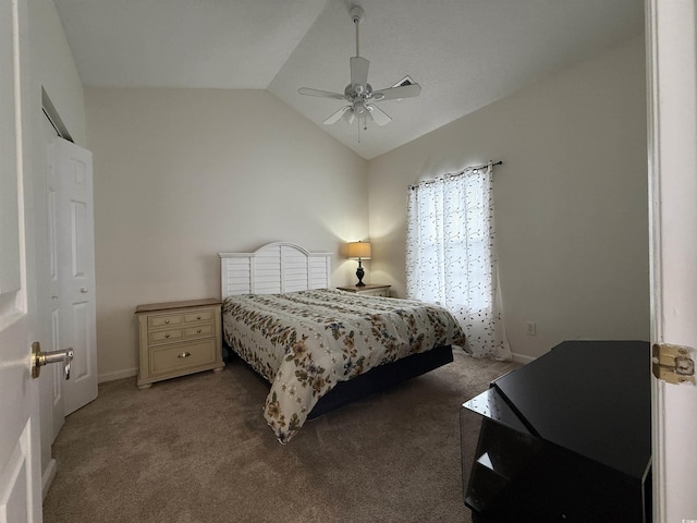 3955 Gladiola Ct Unit 301, Myrtle Beach, SC 29588 - bedroom with light colored carpet, lofted ceiling, and a ceiling fan