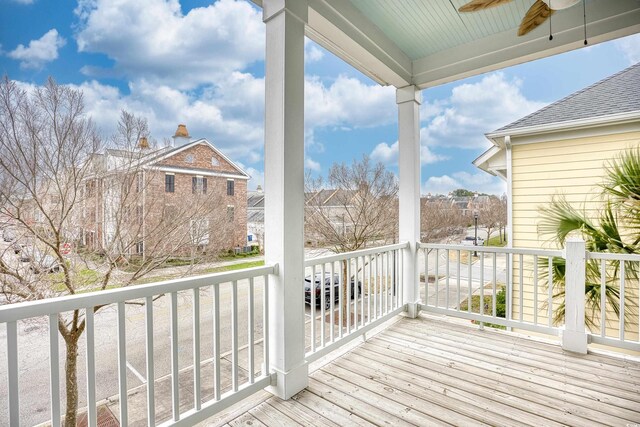 843 Howard Ave, Myrtle Beach, SC 29577 - wooden terrace with ceiling fan