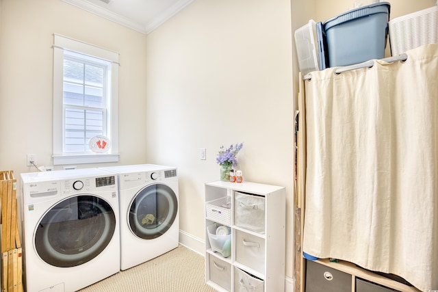 843 Howard Ave, Myrtle Beach, SC 29577 - laundry area with washing machine and dryer and ornamental molding