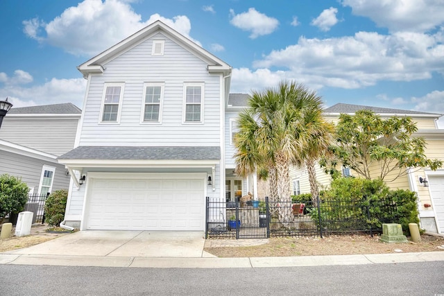 view of front of property featuring a garage