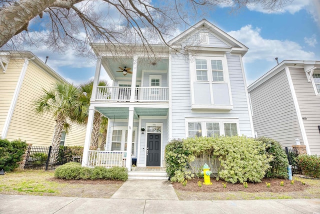 843 Howard Ave, Myrtle Beach, SC 29577 - view of front of home featuring a balcony, a porch, and ceiling fan