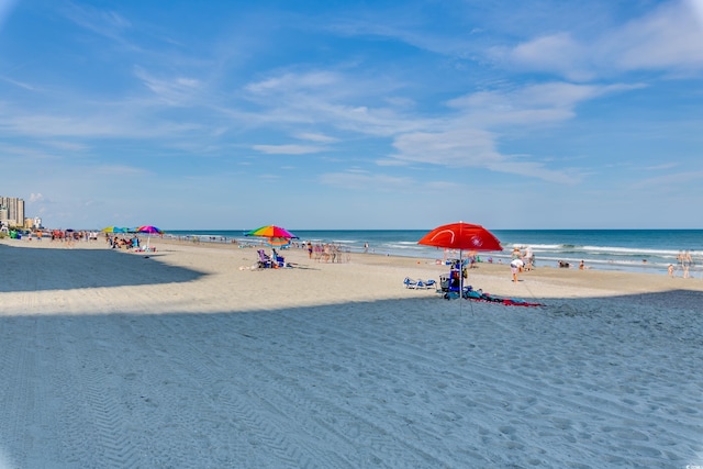 property view of water with a beach view