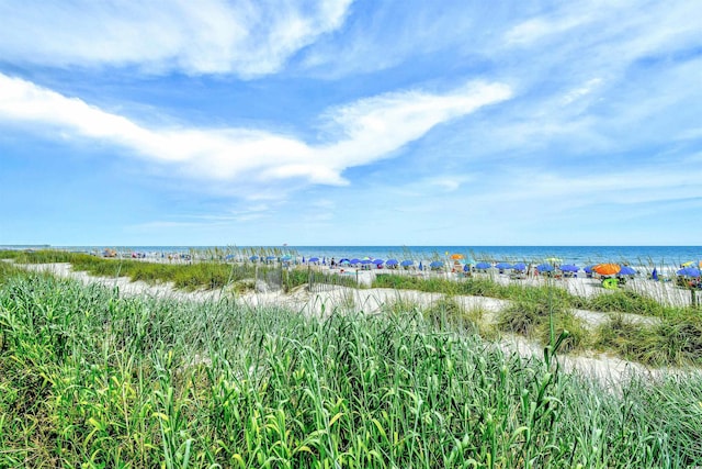 view of water feature with a view of the beach