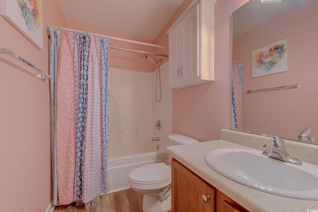 920 Leather Leaf Ln, Longs, SC 29568 - full bathroom featuring toilet, vanity, wood finished floors, and shower / bathtub combination with curtain