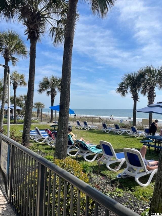 property view of water featuring a view of the beach