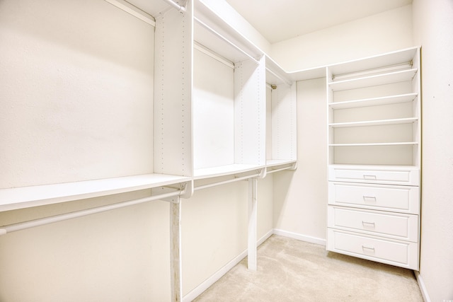 spacious closet with light colored carpet