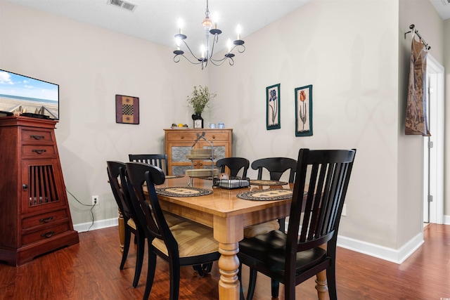 dining room featuring hardwood / wood-style floors and a notable chandelier