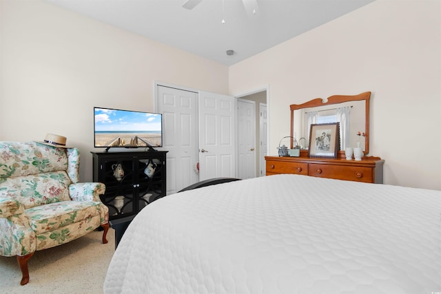 bedroom featuring ceiling fan