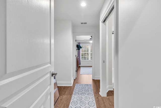 hall featuring light hardwood / wood-style flooring