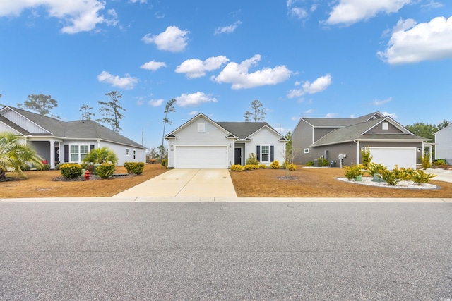 single story home with a garage