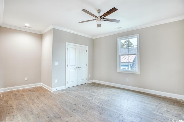 641 Waterbridge Blvd, Myrtle Beach, SC 29579 - empty room with crown molding, light wood-type flooring, baseboards, and a ceiling fan